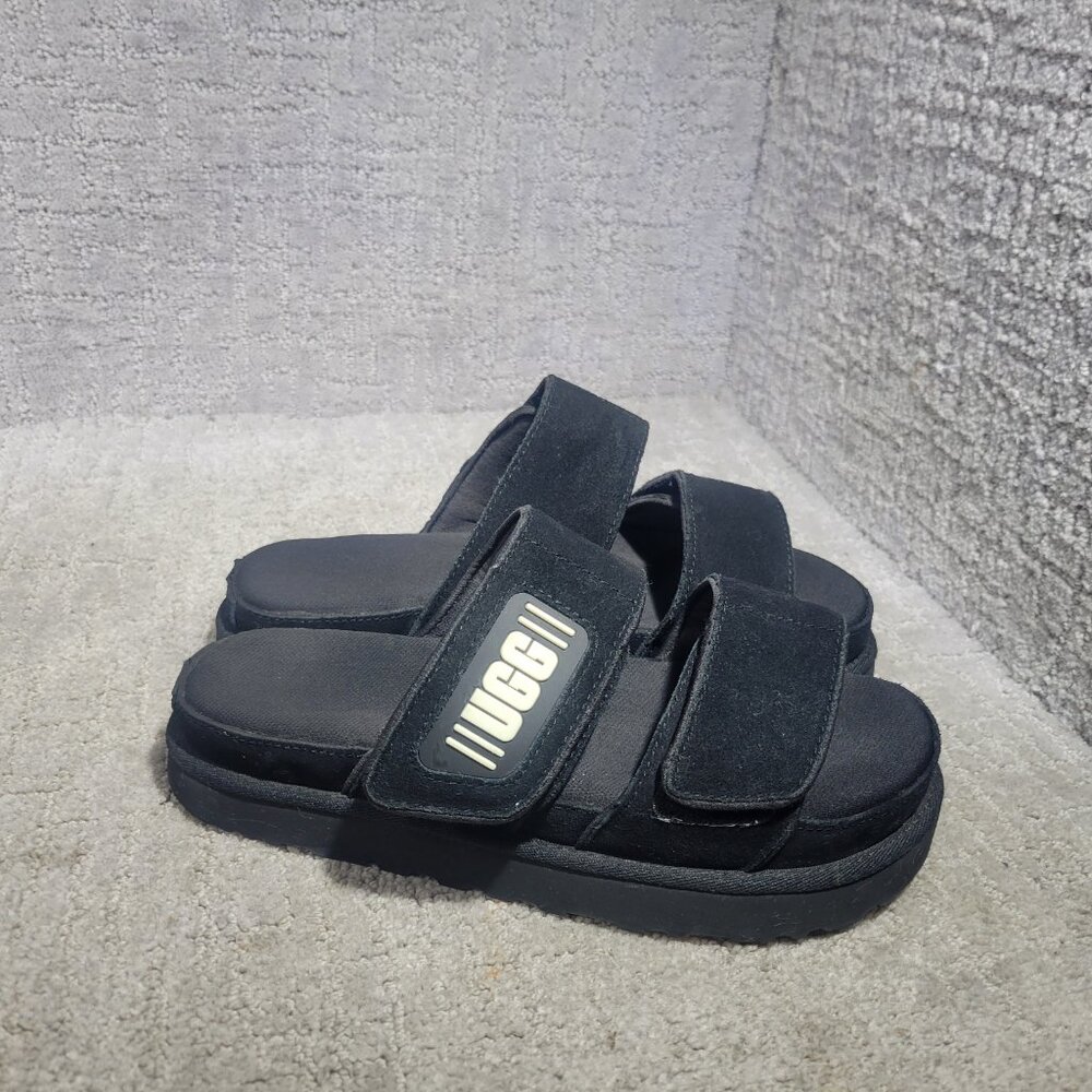 UGG Greer Women's Size US 8 Black Suede Hook & Loop Platform Slide Sandals - Picture 6 of 10